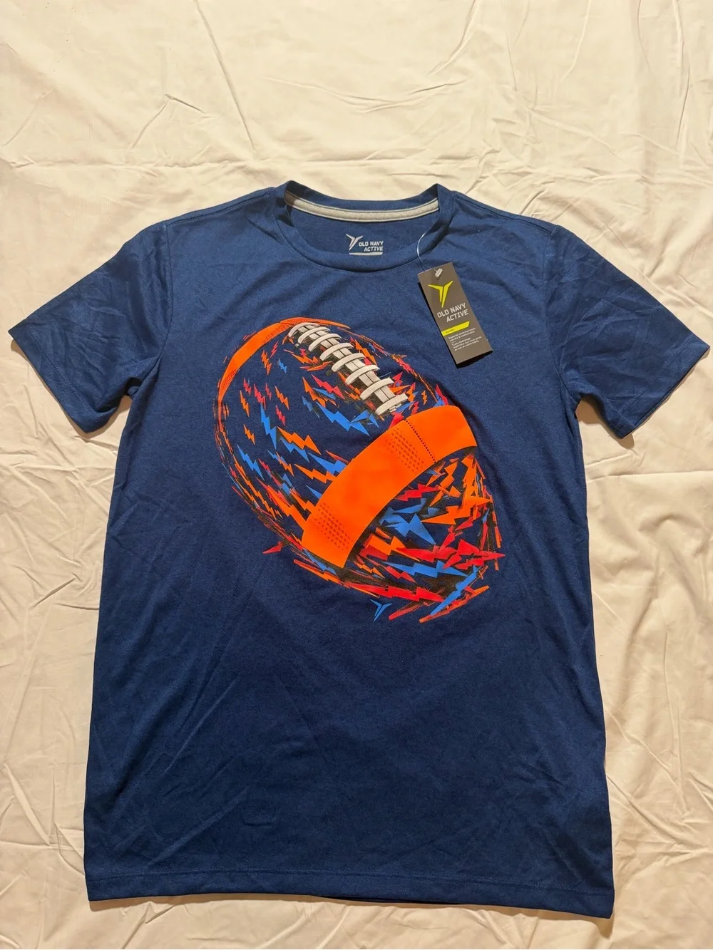 Old Navy Active Boys Athletic football T-Shirt Regular Fit Blue XL (14-16)